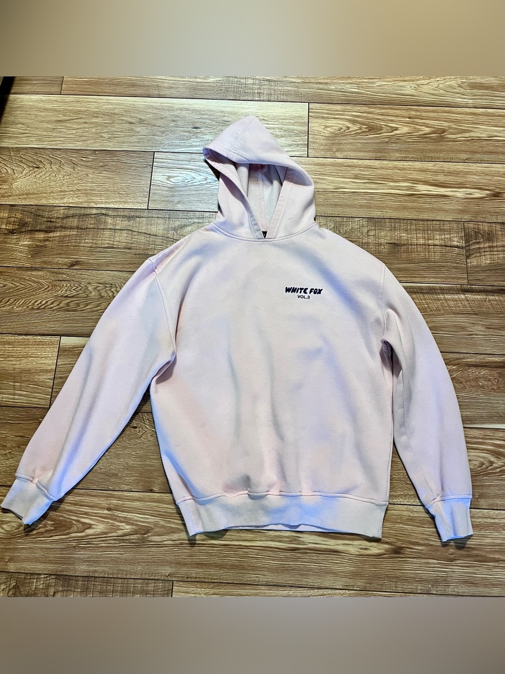 Pale Pink White Fox Logo Hoodie